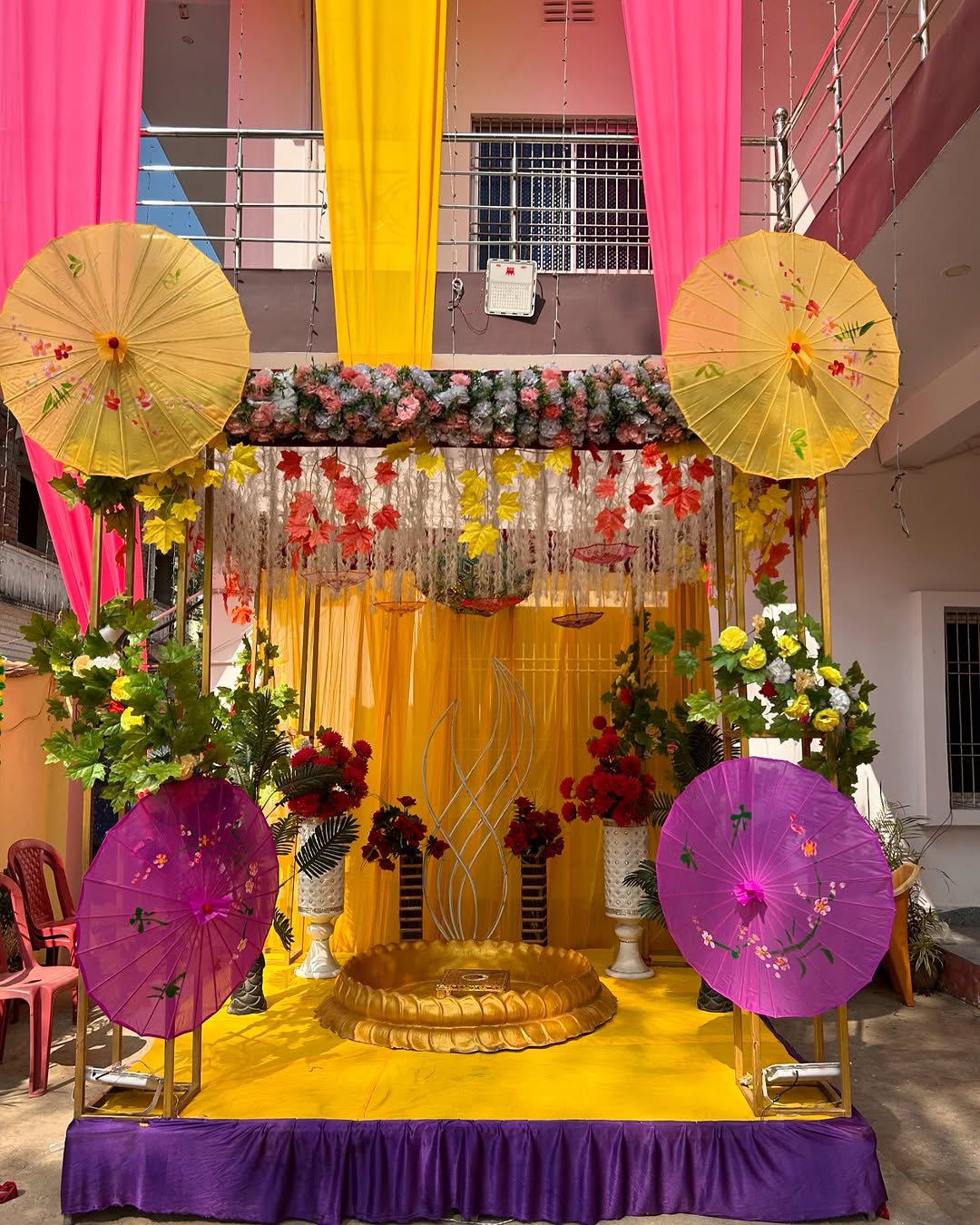 Function Hall Evening Setup with Lighting